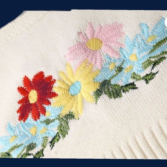 Cider Knitted Crop Top With Floral Embroidery Size Large - Picture 6 of 8
